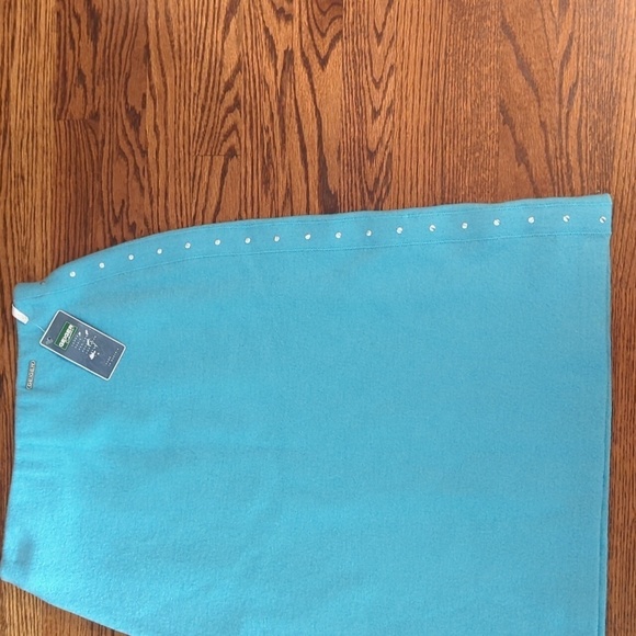 Geiger turquoise Blue Quality A-Line knee length pull on skirt New sz S - Picture 4 of 8